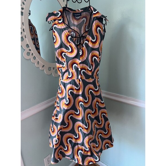 ModCloth “Mod Well” Rainbow sleeveless midi dress Sz  6 Swirl - Picture 2 of 5